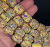 18x13MM Rainbow Matrix Turquoise Gemstone Rectangle Cube Loose Beads 7.5 inch Half Strand (90183229-A148)