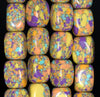 18x13MM Rainbow Matrix Turquoise Gemstone Rectangle Cube Loose Beads 7.5 inch Half Strand (90183229-A148)