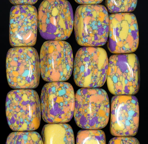 18x13MM Rainbow Matrix Turquoise Gemstone Rectangle Cube Loose Beads 15.5 inch Full Strand (90183228-A148)