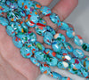 12x10MM Blue Matrix Turquoise Gemstone Oval Loose Beads 15.5 inch Full Strand (90183230-A148)