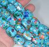 18x13MM Blue Matrix Turquoise Gemstone Rectangle Cube Loose Beads 7 inch Half Strand (90183232-A148)