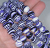 12MM Purple Black Matrix Turquoise Gemstone Round Loose Beads 7.5 inch Half Strand (90183235-A149)