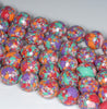 12MM Rainbow Matrix Turquoise Gemstone Faceted Round Loose Beads 7 inch Half Strand (90183249-A149)