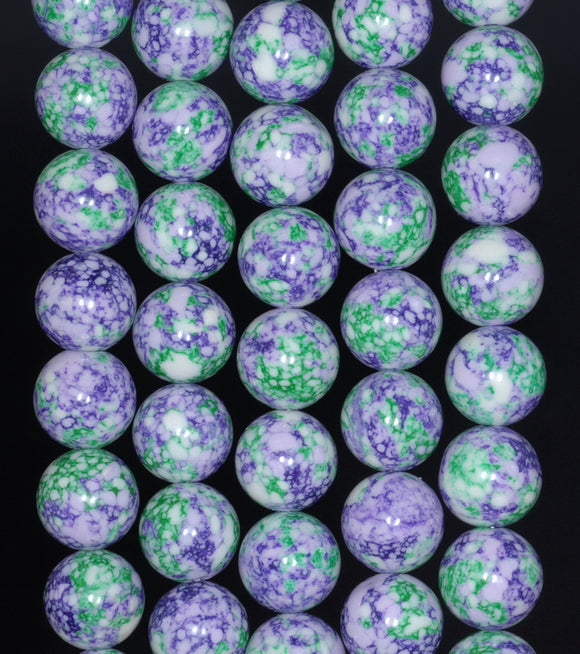 7MM Purple Green Matrix Turquoise Gemstone Round Loose Beads 15 inch Full Strand (90183256-A150)