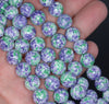 10MM Purple Green Matrix Turquoise Gemstone Round Loose Beads 7.5 inch Half Strand (90183258-A150)