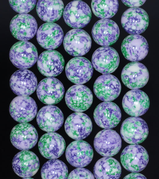 10MM Purple Green Matrix Turquoise Gemstone Round Loose Beads 7.5 inch Half Strand (90183258-A150)