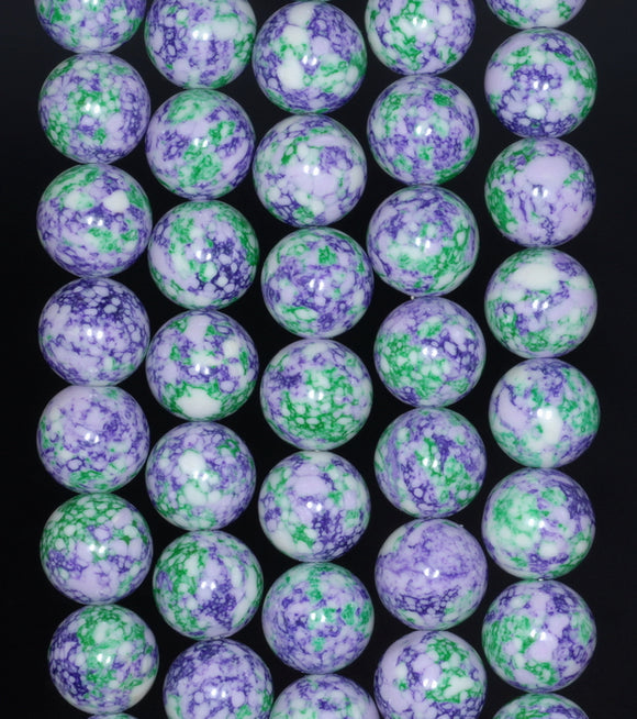 12MM Purple Green Matrix Turquoise Gemstone Round Loose Beads 15 inch Full Strand (90183259-A150)