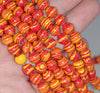 8MM Red Yellow Matrix Turquoise Gemstone Round Loose Beads 7.5 inch Half Strand (90183268-A150)