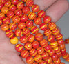 10MM Red Yellow Matrix Turquoise Gemstone Round Loose Beads 7.5 inch Half Strand (90183270-A150)