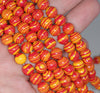 12MM Red Yellow Matrix Turquoise Gemstone Round Loose Beads 7.5 inch Half Strand (90183272-A150)