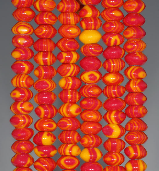 8x5MM Red Yellow Matrix Turquoise Gemstone Rondelle Loose Beads 7.5 inch Half Strand (90183274-A150)