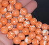 14MM Orange White Matrix Turquoise Gemstone Round Loose Beads 7.5 inch Half Strand (90183286-A151)