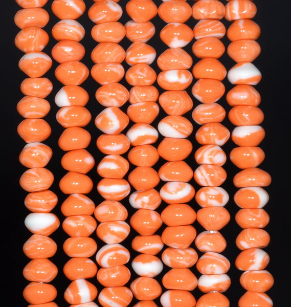 6x4MM Orange White Matrix Turquoise Gemstone Rondelle Loose Beads 15.5 inch Full Strand (90183287-A151)