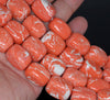 18x13MM Orange White Matrix Turquoise Gemstone Rectangle Cube Loose Beads 7 inch Half Strand (90183293-A152)