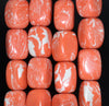 18x13MM Orange White Matrix Turquoise Gemstone Rectangle Cube Loose Beads 7 inch Half Strand (90183293-A152)