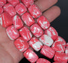 18x13MM Pink White Matrix Turquoise Gemstone Rectangle Cube Loose Beads 7 inch Half Strand (90183297-A152)