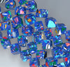 8MM Blue Matrix Matrix Turquoise Gemstone Square Cube Diagonal Loose Beads 15.5 inch Full Strand (90183300-A152)