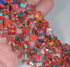 8MM Red Matrix Turquoise Gemstone Square Cube Diagonal Loose Beads 7 inch Half Strand (90183312-A153)