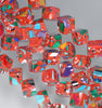 8MM Red Matrix Turquoise Gemstone Square Cube Diagonal Loose Beads 7 inch Half Strand (90183312-A153)