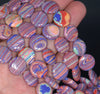 14MM Rainbow Matrix Turquoise Gemstone Flat Round Circle Loose Beads 7.5 inch Half Strand (90183318-A153)