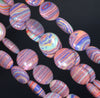 14MM Rainbow Matrix Turquoise Gemstone Flat Round Circle Loose Beads 7.5 inch Half Strand (90183318-A153)