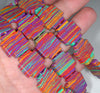 20MM Rainbow Matrix Turquoise Gemstone Flat Square Loose Beads 15 inch Full Strand (90183342-A154)