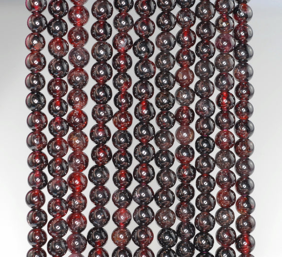 4MM Red Garnet Gemstone Round Loose Beads 15.5 inch Full Strand (90183587-A117)