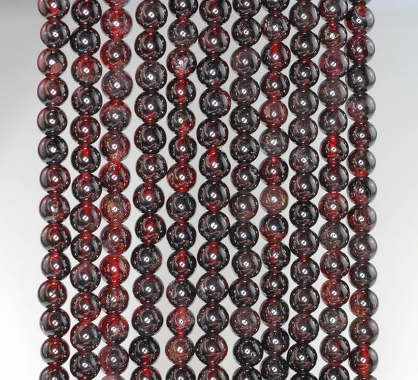 4MM Red Garnet Gemstone Round Loose Beads 15.5 inch Full Strand (90183587-A117)