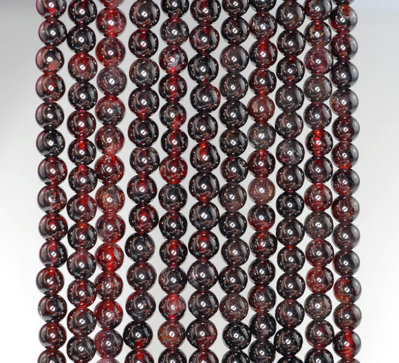 5-6MM Red Garnet Gemstone Round Loose Beads 15 inch Full Strand (90183589-A117)