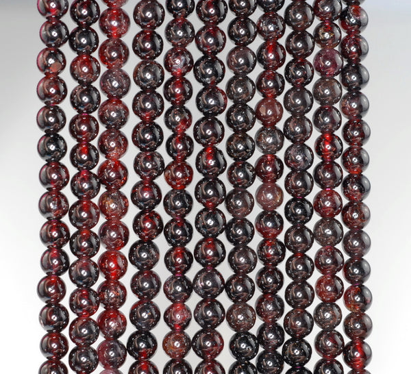 5-6MM Red Garnet Gemstone Round Loose Beads 15 inch Full Strand (90183589-A117)