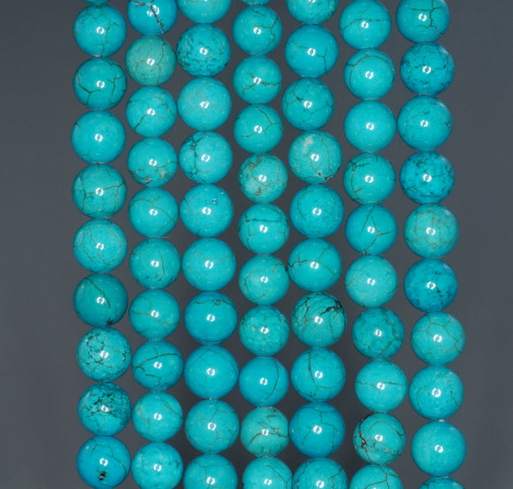 7 - 8MM Turquoise Howlite Gemstone ROUND Loose Beads 15.5 inch Full Strand (90184611-A131)