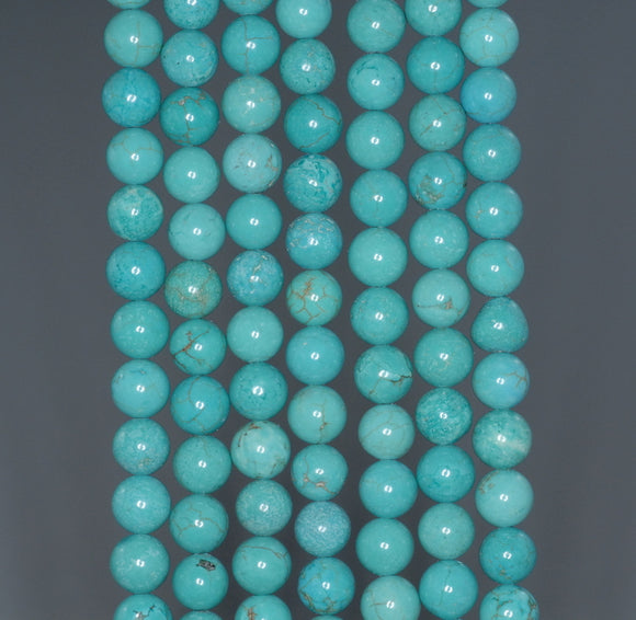 7 - 8MM Turquoise Howlite Gemstone ROUND Loose Beads 16 inch Full Strand (90184614-A131)