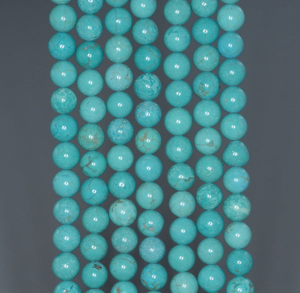 7 - 8MM Turquoise Howlite Gemstone ROUND Loose Beads 16 inch Full Strand (90184614-A131)