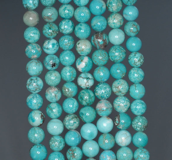 7 - 8MM Turquoise Howlite Gemstone ROUND Loose Beads 16 inch Full Strand (90184625-A132)