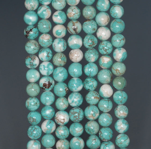 7 - 8MM Turquoise Howlite Gemstone ROUND Loose Beads 15.5 inch Full Strand (90184626-A132)