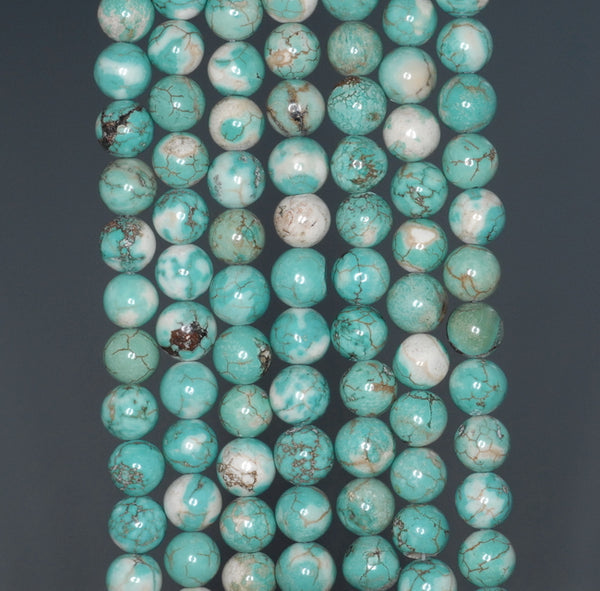 7 - 8MM Turquoise Howlite Gemstone ROUND Loose Beads 15.5 inch Full Strand (90184626-A132)