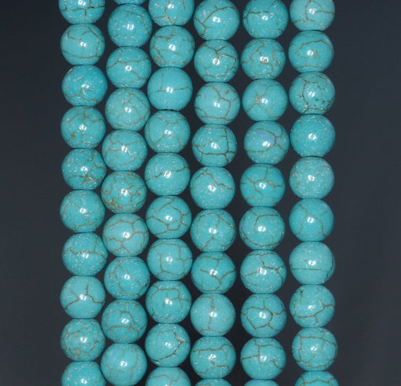 8MM Turquoise Howlite Gemstone ROUND Loose Beads 15.5 inch Full Strand (90184629-A132)