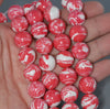 14MM Pink White Matrix Turquoise Gemstone Round Loose Beads 15 inch Full Strand (90184663-A143)