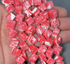 12MM Pink White Matrix Turquoise Gemstone Square Cube Diagonal Loose Beads 16 inch Full Strand (90184665-A143)