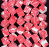 12MM Pink White Matrix Turquoise Gemstone Square Cube Diagonal Loose Beads 16 inch Full Strand (90184665-A143)