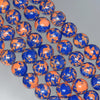 10MM Orange Blue Matrix Turquoise Gemstone Round Loose Beads 15 inch Full Strand (90184672-A144)