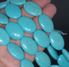 25x18MM Blue Matrix Turquoise Gemstone Oval Loose Beads 16 inch Full Strand (90184682-A144)