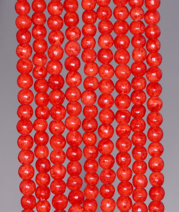 4MM Red Turquoise Gemstone Round Loose Beads 16.5 inch Full Strand (90184683-A144)