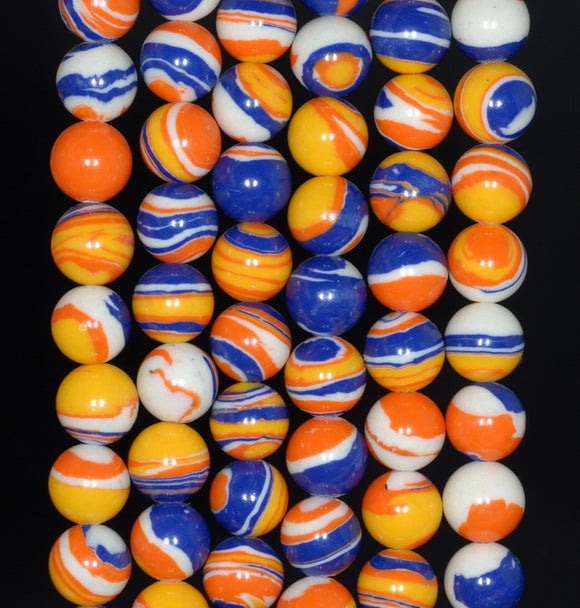 8MM Yellow Orange Blue Matrix Turquoise Gemstone Round Loose Beads 15.5 inch Full Strand (90184690-A145)