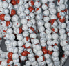 8MM White Red Matrix Turquoise Gemstone Round Loose Beads 15.5 inch Full Strand (90184697-A145)