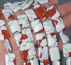 18x13MM White Red Matrix Turquoise Gemstone Rectangle Loose Beads 15.5 inch Full Strand (90184701-A145)