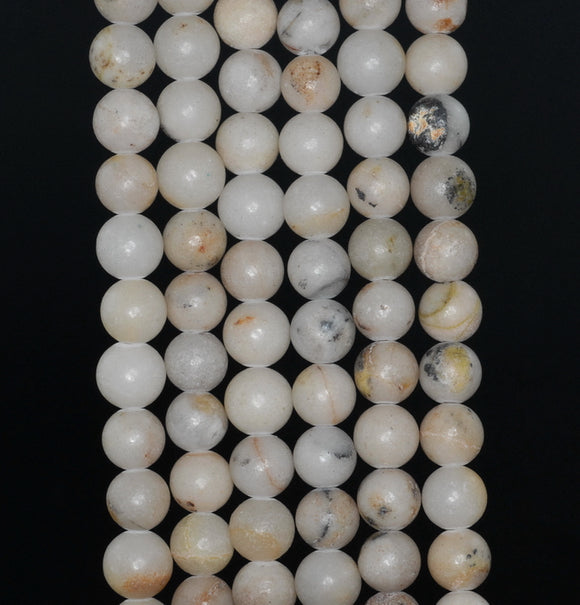 6MM Bolder White Jade Gemstone ROUND Loose Beads 15 inch Full Strand (90184747-A124)