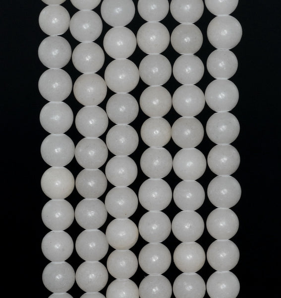 6 - 7MM White Jade Gemstone ROUND Loose Beads 15 inch Full Strand (90184749-A124)