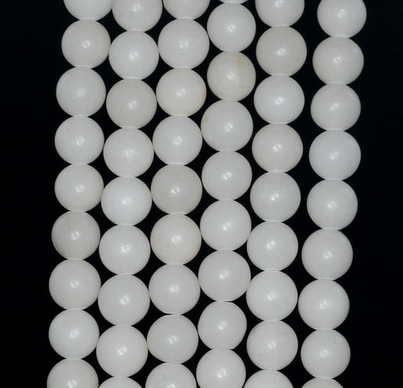 8MM White Jade Gemstone ROUND Loose Beads 15 inch Full Strand (90184750-A124)