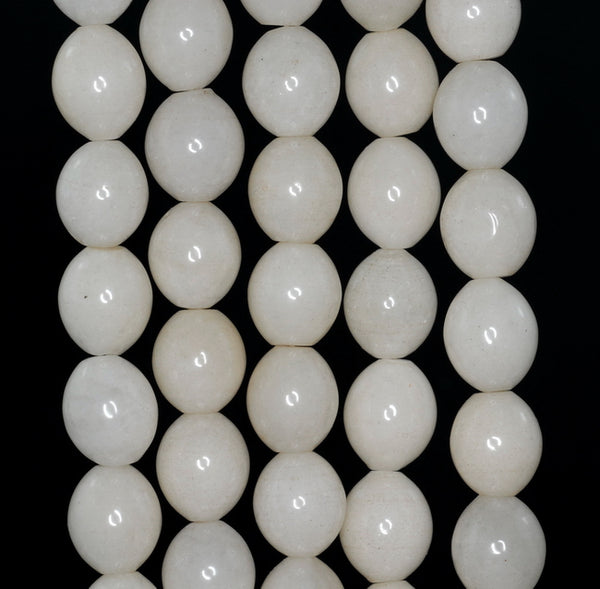 12x10MM White Jade Gemstone Barrel Drum Loose Beads 15.5 inch Full Strand (90184751-A124)